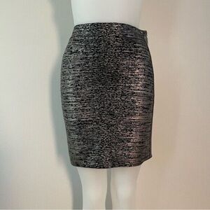 Michael Kors Black Silver Metallic Bandage Skirt sz 2